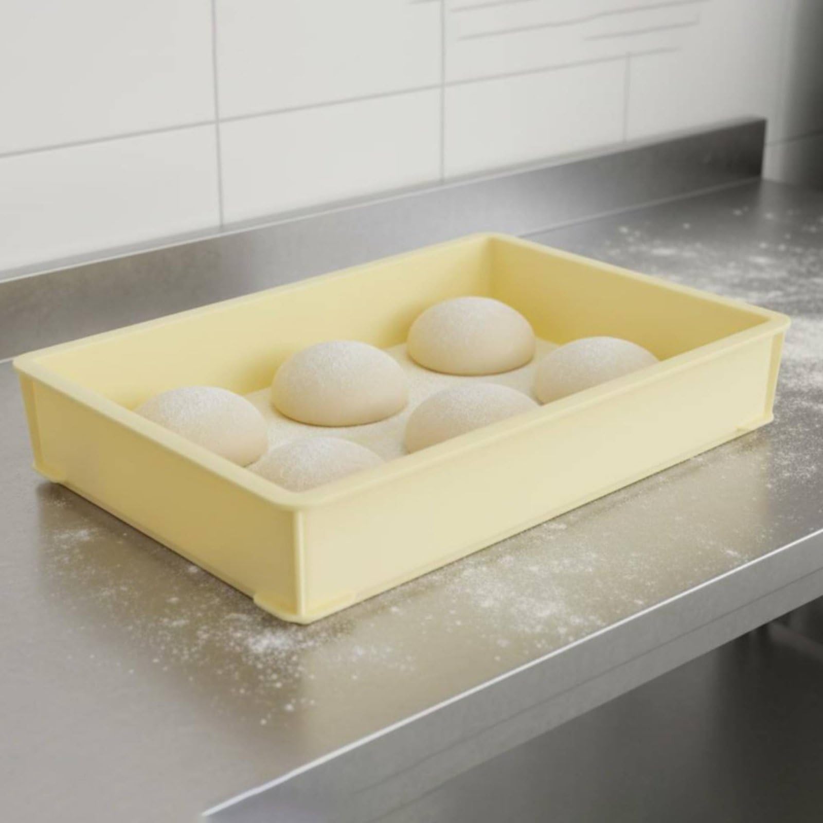 Scatola di Fermentazione con Coperchio Qualità Professionale Attrezzatura da Cucina Impilabile per Pizzaioli, Contenitore Per Impasto Giallo C13, Altezza 105mm