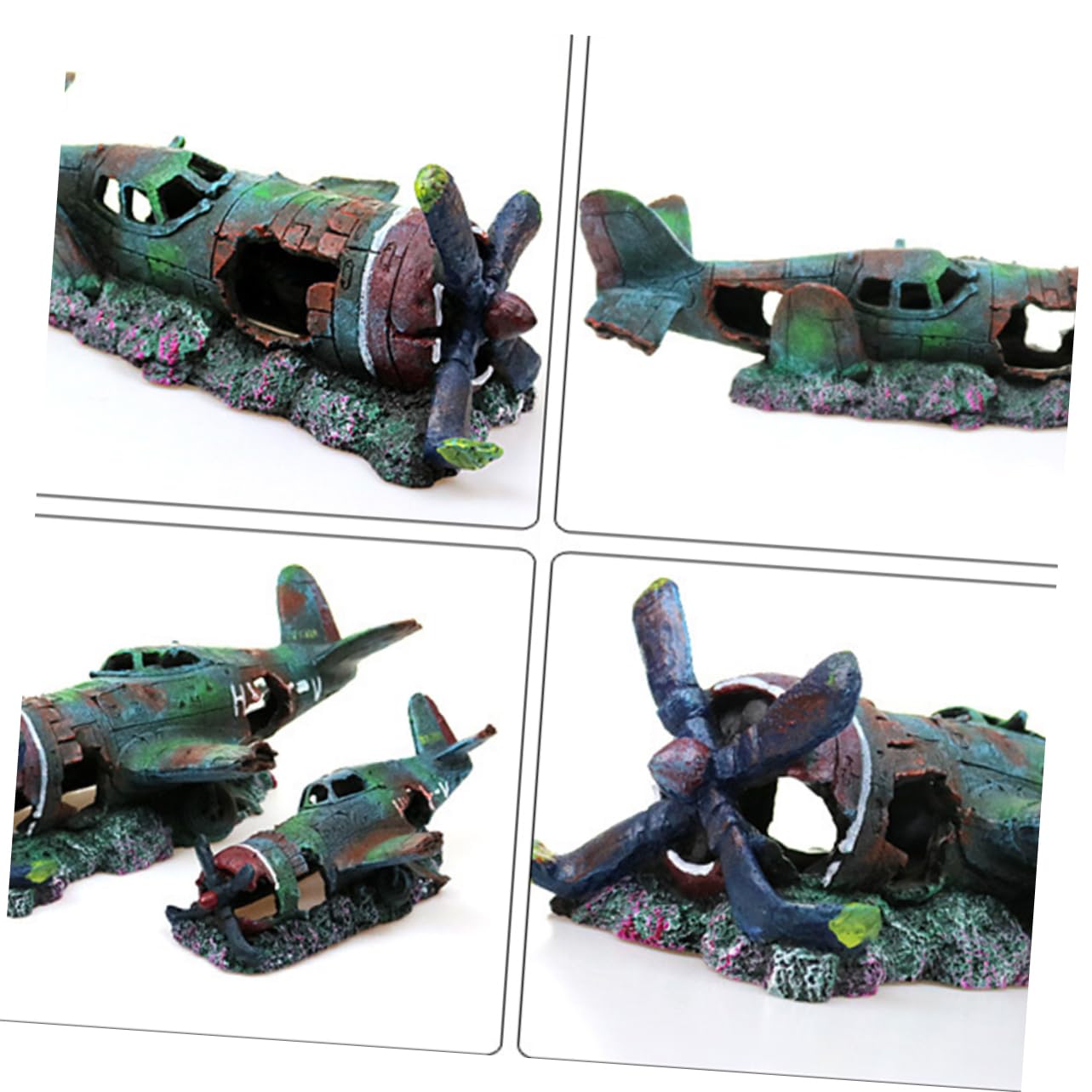 VANZACK Décoration Aquarium Résine Avion Épave Ornement Paysager pour Poissons Accessoire Aquarium Modèle