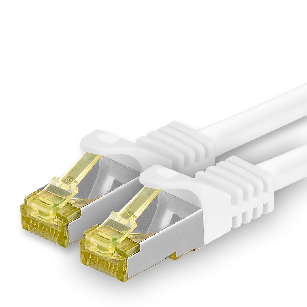 1aTTack.de Cat.7 Netzwerkkabel 2m Weiß 1 Stück Cat7 Ethernetkabel Netzwerk LAN Kabel Rohkabel 10 Gb s SFTP PIMF LSZH Set Patchkabel mit Rj 45 Stecker Cat.6a