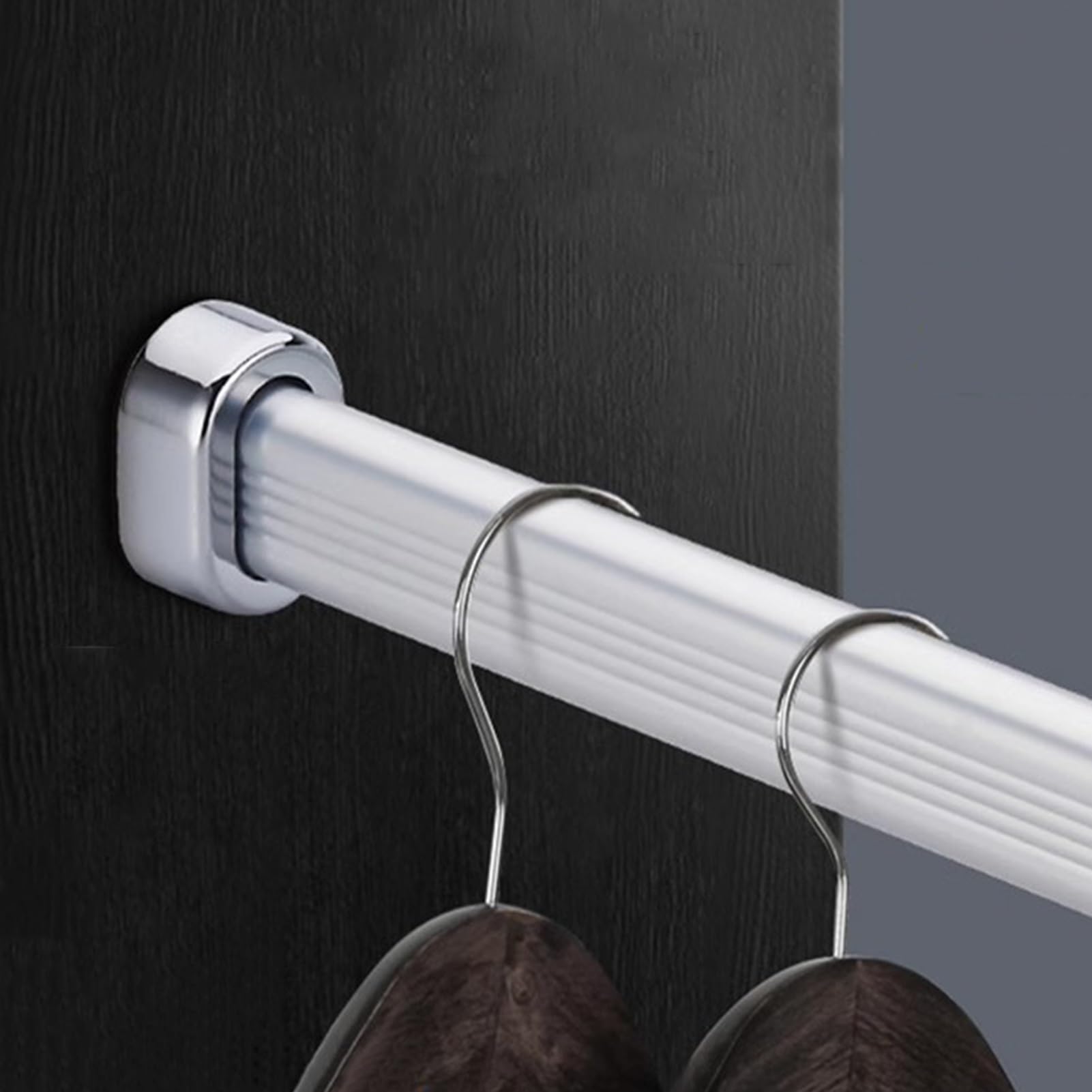 Closet Rod Anti Slip Garment Hanging Rack Silver, Aluminium Alloy Wardrobe Clothing Rod for Organising Clothes, Thickened Closet Pole for Hotel/RV(150cm)