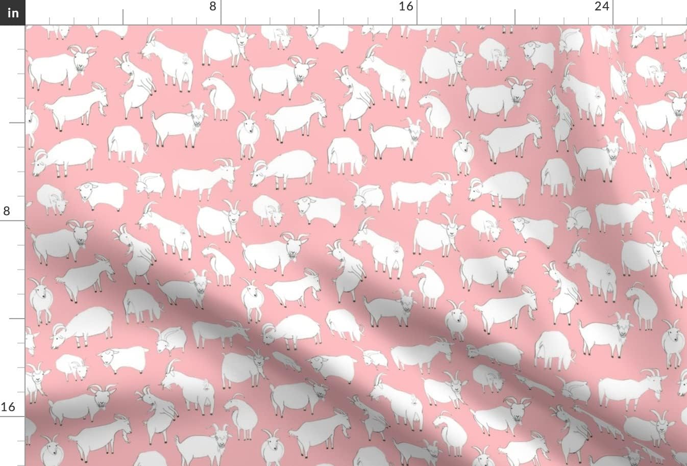 Spoonflower Fabric - Goats Playing Pink Kid Goat Girl Animal Cute Children Kids Play Printed on Upholstery Velvet Fabric Fat Quarter - Upholstery Home Decor Bottomweight Apparel
