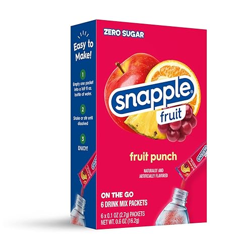 Snapple Fruit Punch - Mezcla de bebida en polvo - Paquete de 6 barras de polvo  Cero azúcar  Hidratación sobre la marcha para bebidas refrescantes