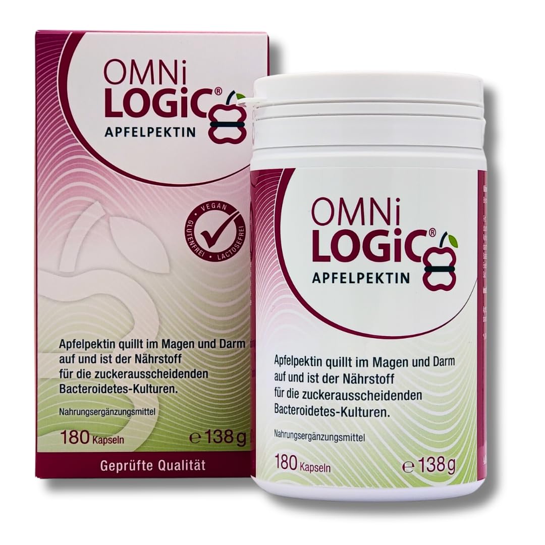 OMNi-LOGiC Apfelpektin 1x 180 Kapseln I Quillt im Magen und Darm auf I wertvolle Ballaststoffe für Darmbakterien I für eine gesunde Darmflora und Verdauung I Spar-Set plus Pharma Perle give-away