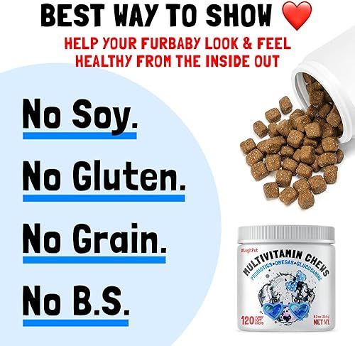 Miniatura 4 de Vitaminas para perros  120 multivitaminas masticables con glucosamina condroitina, probióticos enzimas digestivas y omegas  Suplemento para la salud