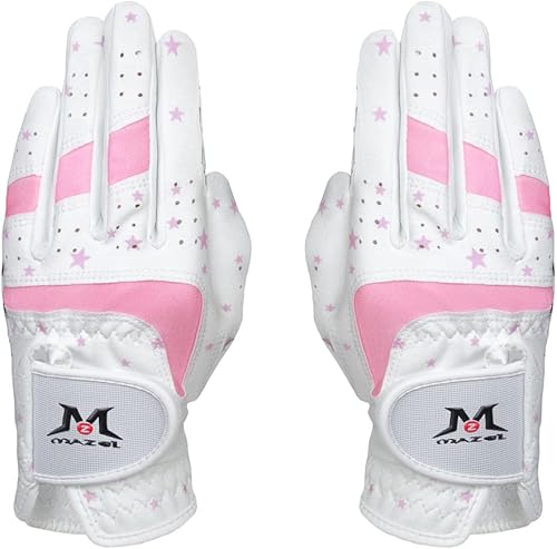 MAZEL Guantes de golf para niños y niñas, para mano derecha e izquierda (1 par) guantes de golf transpirables de microfibra para jóvenes, blanco,