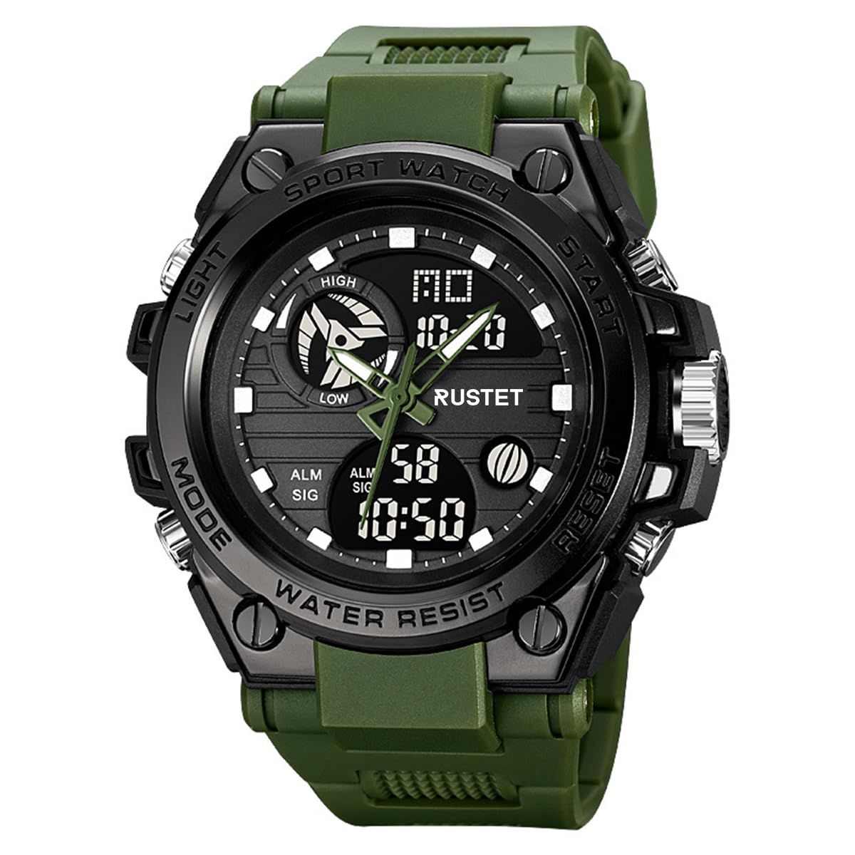 RUSTETAnalogue - Digital Men's Watch (Black Dial Black Colored Strap)