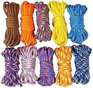 UOOOM 10 pcs Paracord Bracelet rope Parachute Cord Outdoor Survival Rope Set DIY Manual Braiding 10 Feet (Colorful x 10 pcs)