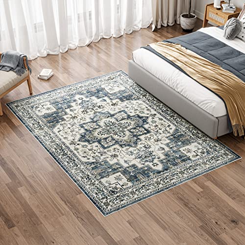 Dripex 9X12 Area Rugs - Stain Resistant Washable Rug Distressed Boho Rugs For Living Room Dining Room Bedroom Anti-Slip Low-Pile And Soft Accent Rug Farmhouse Office Home Decor, Pet & Child Friendly #TOP7