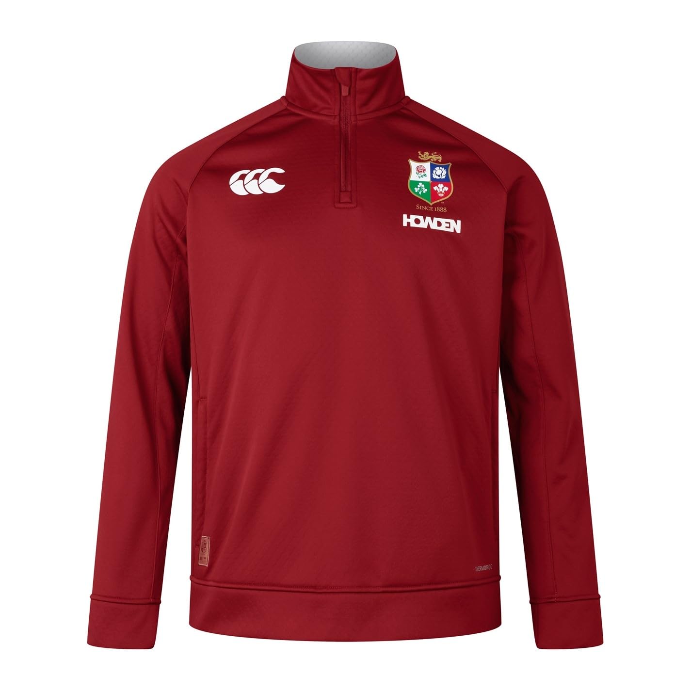 Canterbury Men's Official British & Irish Lions Quarter-Zip Fleece | Rugby Jacket | Thermal Regulation, Red Dahlia, XL