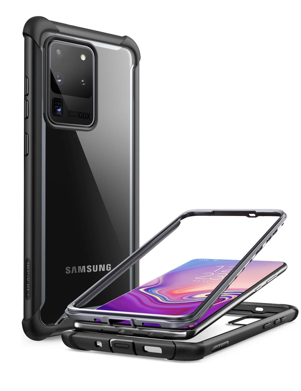 i-Blason Ares Series Rugged Clear Protective Bumper Case for 6.9-Inch Galaxy S20 Ultra (2020), Black
