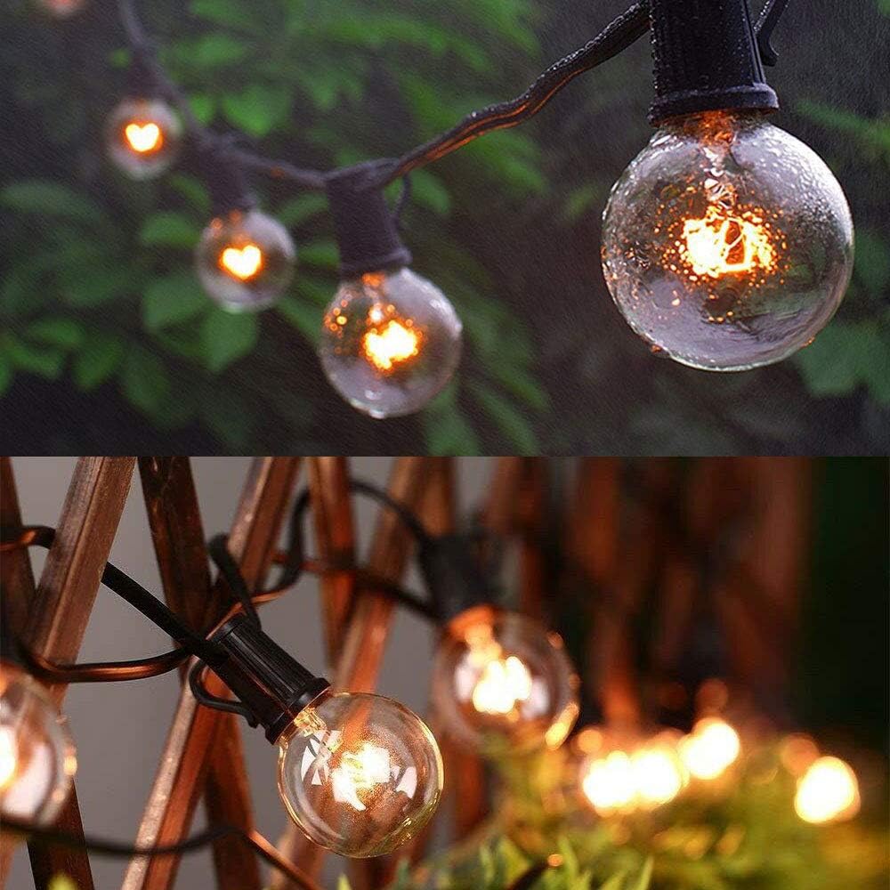 Outdoor String Lights 50ft Patio Lights with 55 G40 Bulbs (5 Spare), Connectable Globe String Lights for Party Tents Patio Gazebo Porch Deck Bistro Backyard Balcony Pergola Decor, Black Wire