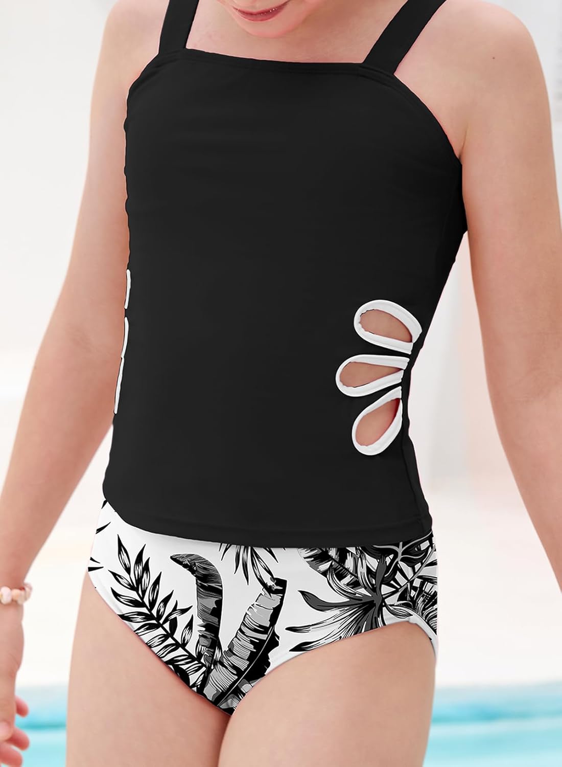 blibean Teen Girls 2 Piece Tankini Sets Swimsuits with Chest Pad Size 6-15 Years - Image 3