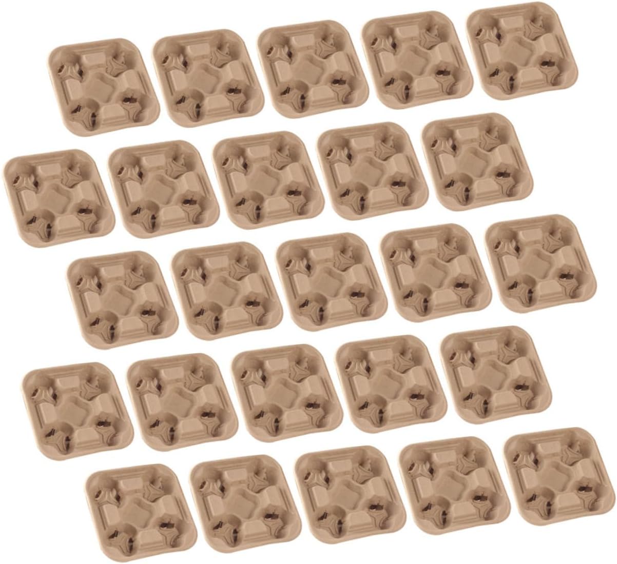 Gatuida 25pcs Drink Carrier Tray Eco-friendly Pulp Cup Holders for Takeout Milk Tea and Coffee Sturdy Beverage Packing for Easy Transportation