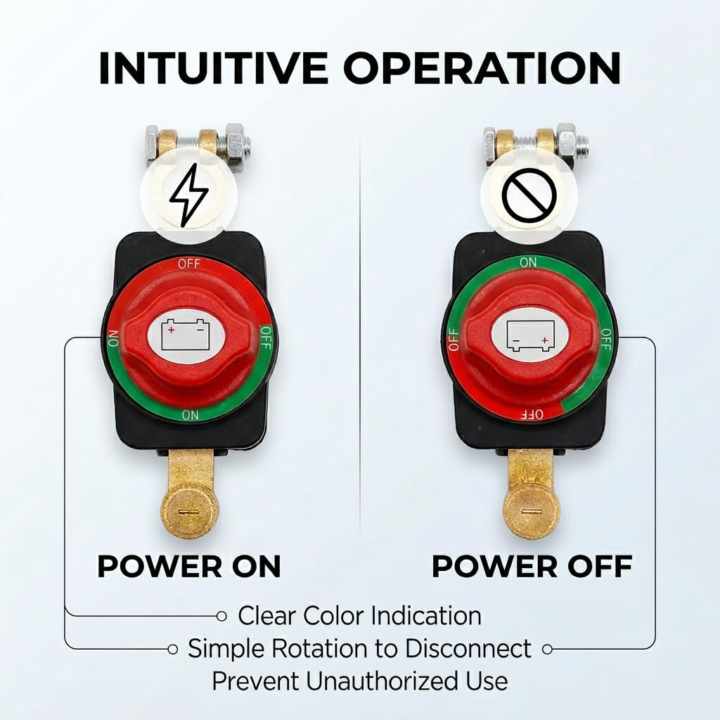 2PCS Interruttore Stacca Batteria 12V-48V 275A, Staccabatteria Auto ON/OFF, Separatore Batteria Universale per Auto Moto Barca Camper Caravan Bus Yacht, Interruttore Batteria Impermeabile