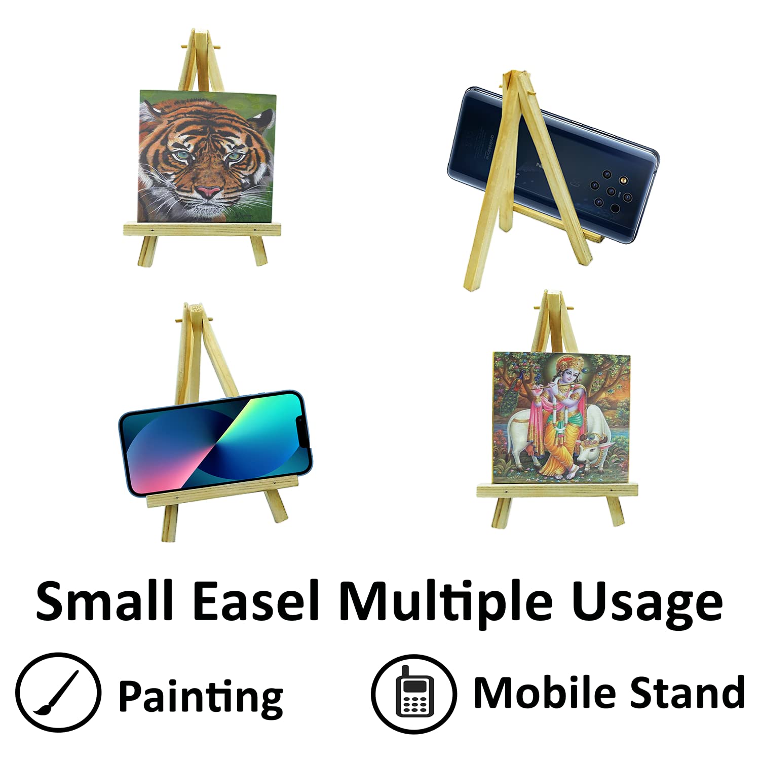 Eduway Mini drewniany stojak na sztalugę, 15 cm, akcesoria do szkicowania, naturalne rzemiosło, sztuka, malarstwo, mini płótno, ramka na zdjęcia, wizytówka, wyświetlacz z płótnem 15 x 13 cm (20 szt.)