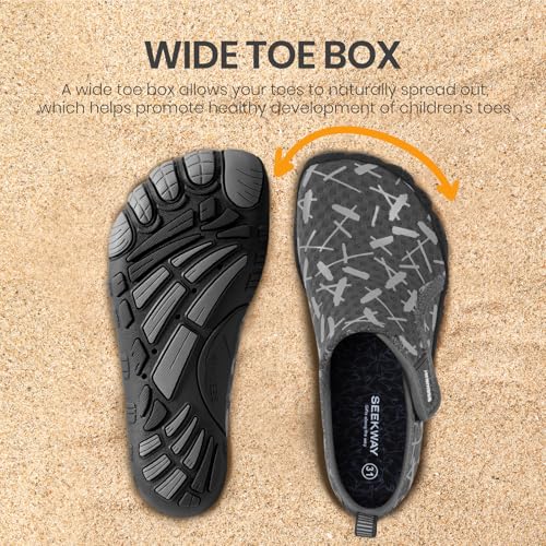 Image of SEEKWAY Barefoot Water Shoes for Kids - Wide Toe Box and Quick-Dry Sand Shoes Toddler for Hiking Swim Beach Pool Kayak Sport Accessories, Camping Essentials Non-Slip for Boys Girls Sizes