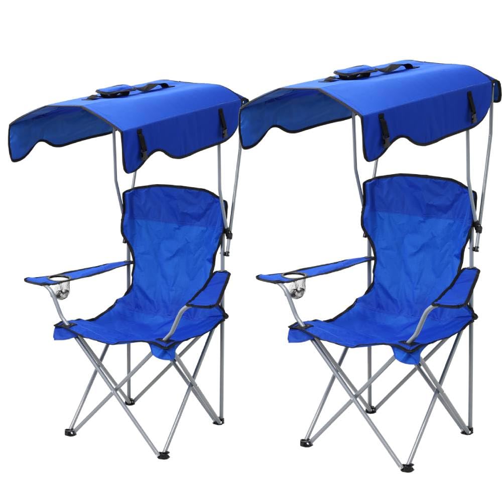 日よけ付き高級キャンピングチェア 2脚 Amazon｜seathestars 2脚セット 折りたたみチェア 折り畳み