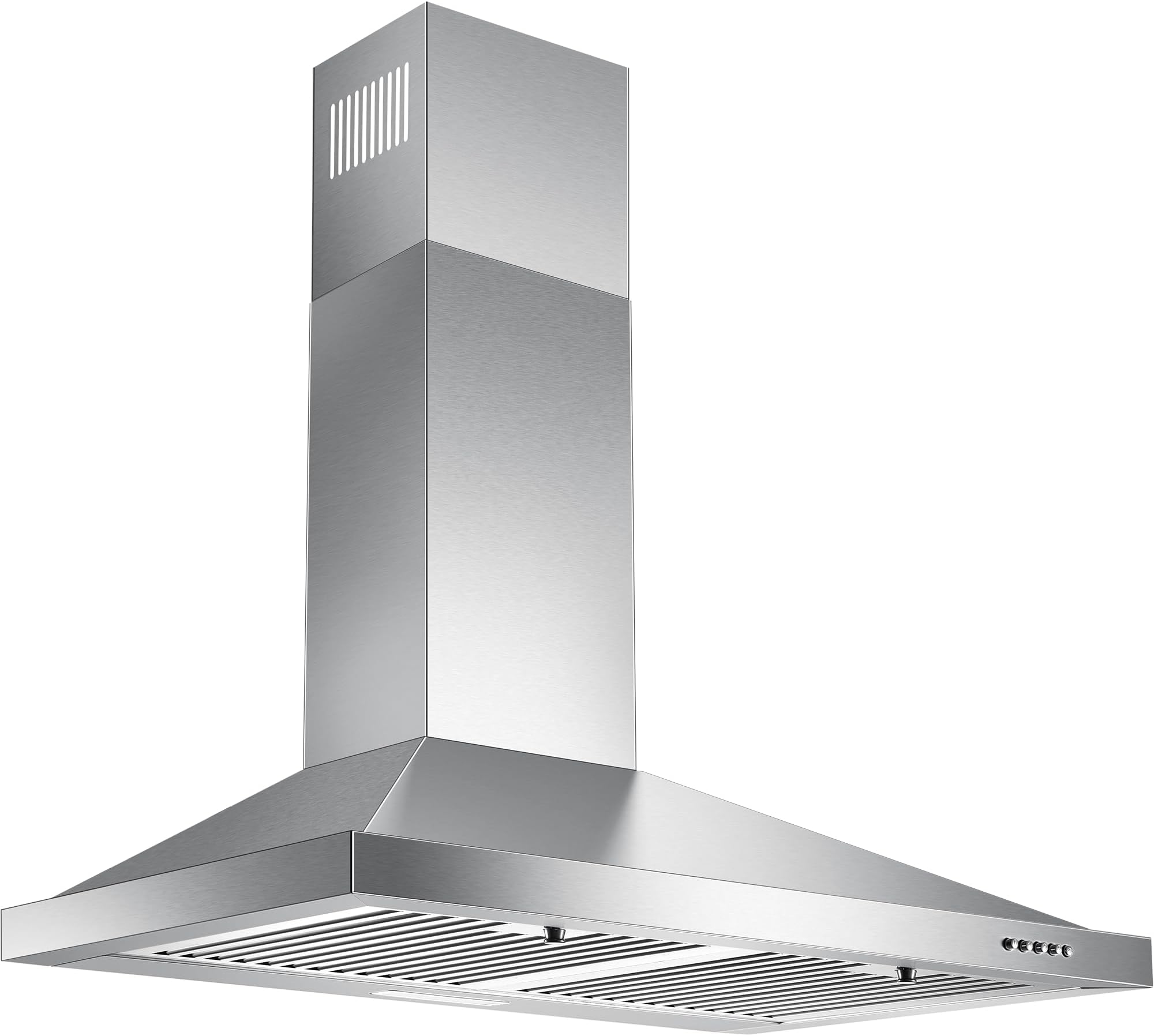 24 Inch Range Hood, Wall Mount Vent Hood in Stainless Steel with Ducted/Ductless Convertible Duct, 3 Speed Exhaust Fan, Energy Saving LED Light, Push Button Control, 2 Pcs Baffle Filters