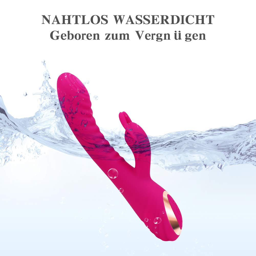 G-punkt Klitoris vibratoren mit Einzigartiges flatternden und vibrierenden 2 in 1 Design, Adorime Dreimotoren Dildovibrator Massagegerät für Klitoris Vagina Stimulation, Sexspielzeug für Frauen Rosa
