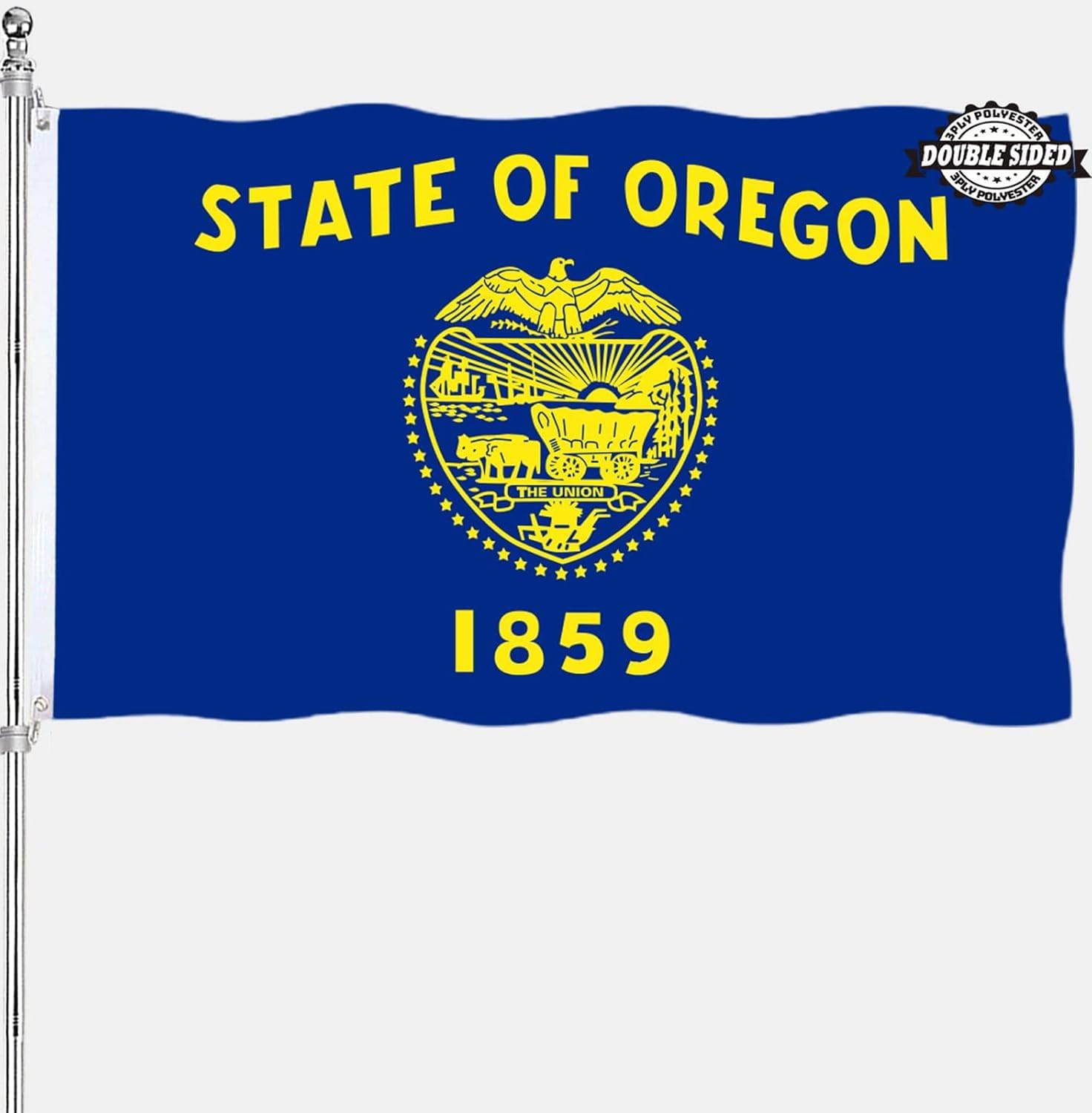 Oregon State Flag 3x5 Double Sided OR State Flags Outdoor Heavy Duty 3 Ply Polyester Material with 2 Metal Grommets 4 Rows of Stitching