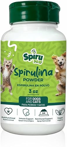 Polvo a base de espirulina para mascotas producido en el postre de Atacama, suplemento natural rico en nutrientes, aminoácidos esenciales y