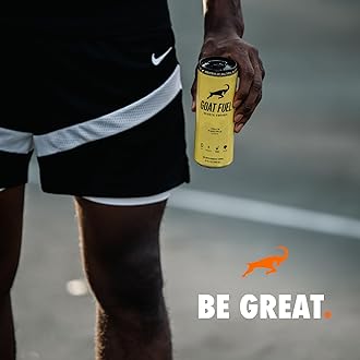 New G.O.A.T. Fuel® Energy Drink - Sugar-Free Pre-Workout Energy- Increase Mental and Physical Performance - With Cordyceps Mushrooms, BCAAs and Electrolytes (Pack of 12) (Peach Pineapple)