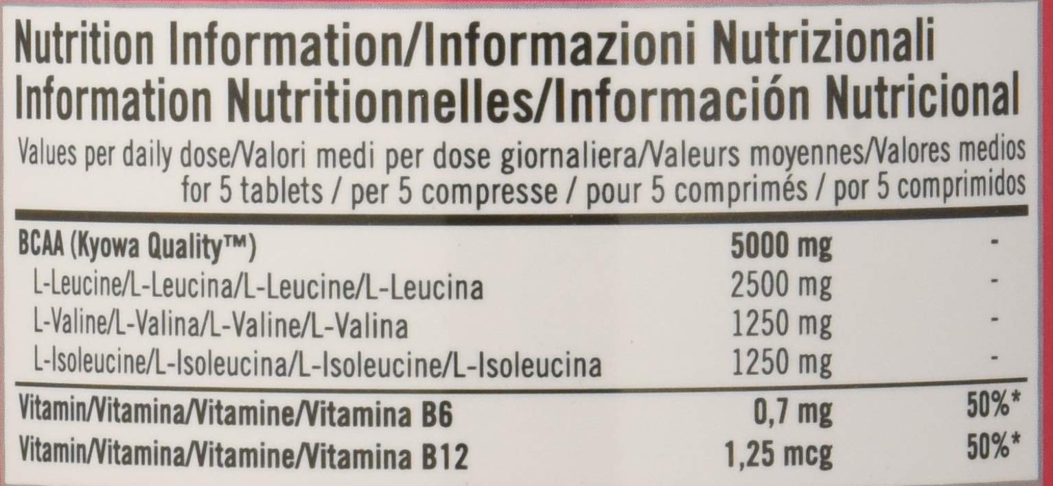 Integratore Alimentare di Aminoacidi Ramificati, Riduce la Stanchezza e la Fatica, Con Vitamina B6 e B12, 400 Compresse