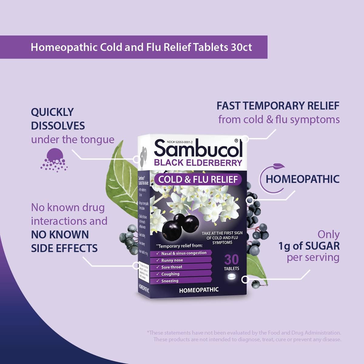 Sambucol Cold and Flu Relief Tablets - Quick-Dissolving - 30 Count — Amazon image 5