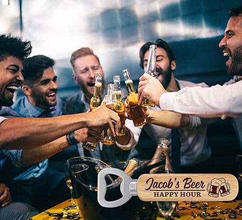 Miniatura 15 de Personalized Beer Gifts, Wooden Bottle Opener Gift for Him, Groomsman， Brother, Boy Friend, Father, Unique Gifts for Father's Day, Birthday