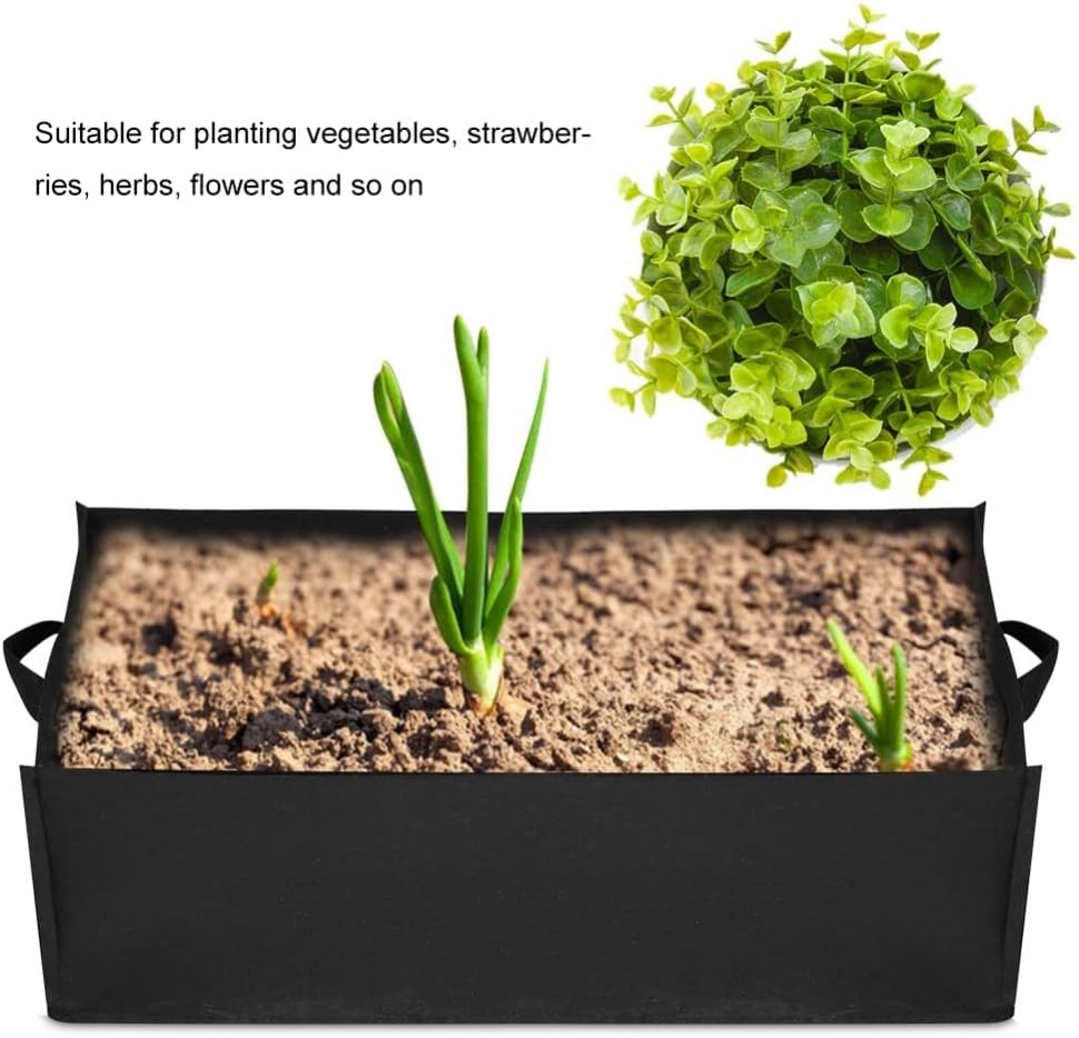 Non-Woven Fabric Grow Bags – Square Raised Garden Planters Containers with Handles for Vegetables, Flowers, Herbs, Portable Breathable Design(Small-)