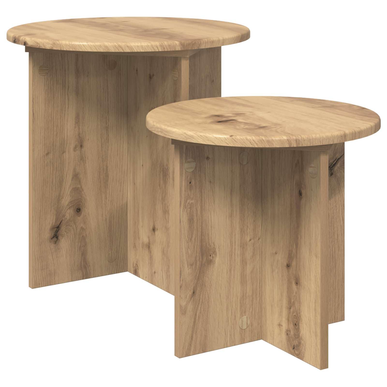 Genérico Conjunto de mesas auxiliares 2 uds. Roble Artisan Ø 45 x 45 cm,Mobiliario Mesas,Mesas auxiliares,11.1 kg-8001018