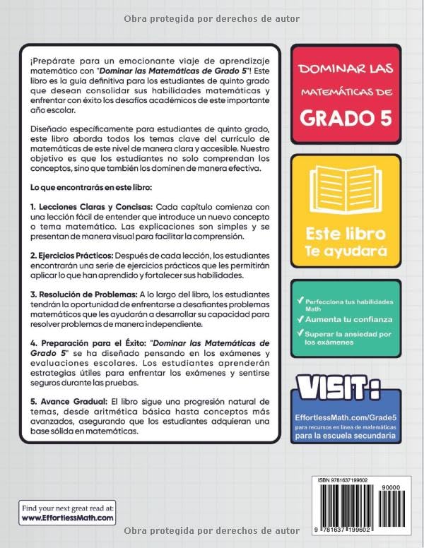 Vista 2 de DOMINAR LAS MATEMÁTICAS DE GRADO 5 La guía definitiva paso a paso para dominar las matemáticas de 5 grado (Spanish Edition)