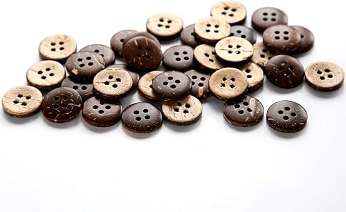 Miniatura 10 de GANSSIA Botones de cáscara de coco tamaño 1332 pulgadas (0.394 in), 4 agujeros, botón de coco para costura de ropa o manualidades, paquete de 200