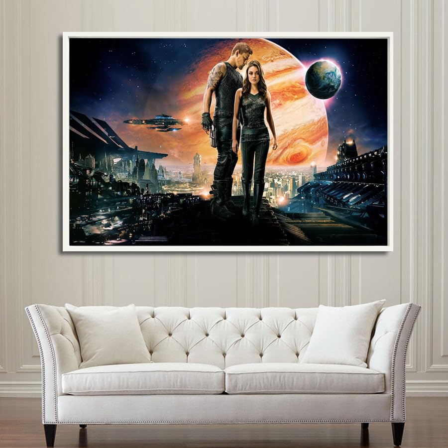 VERRE ART Printed Framed Canvas Painting for Home Decor Office Studio Wall Living Room Decoration (60x45inch White) - JUPITER ASCENDING