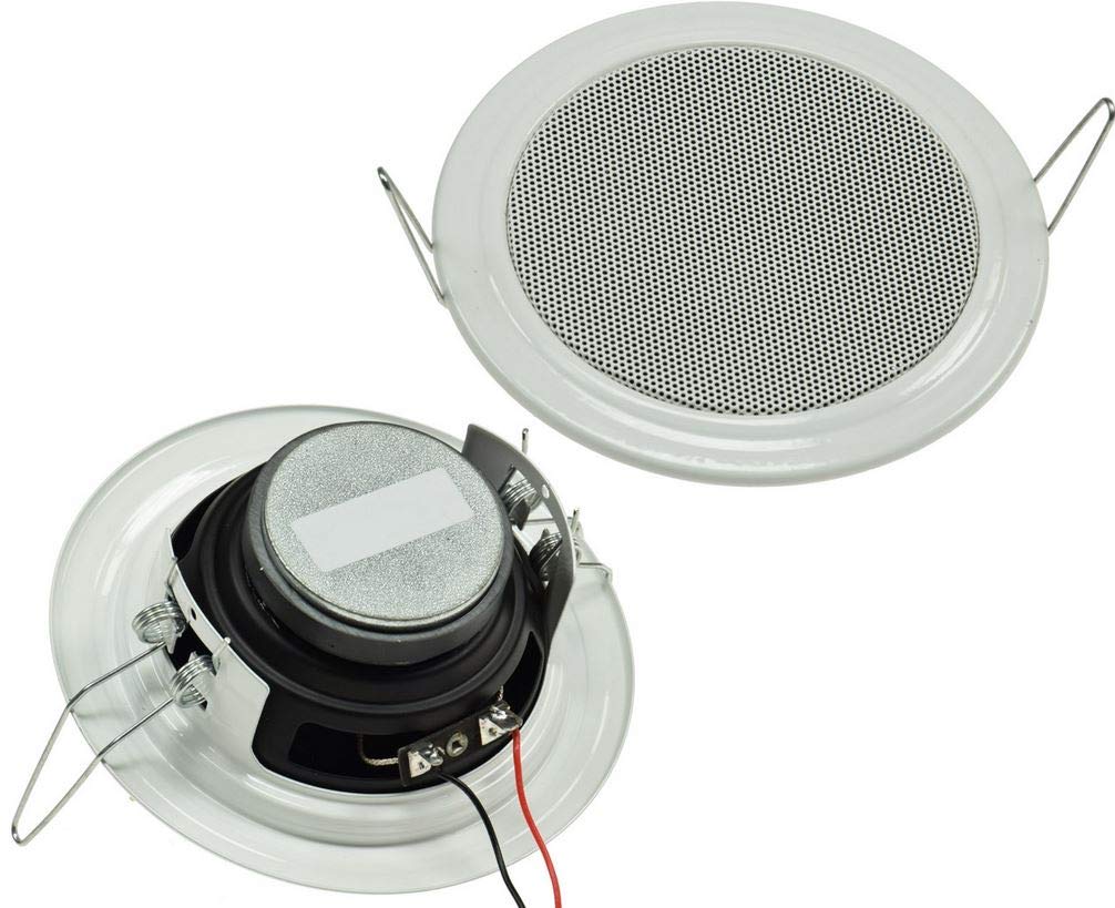 2X Einbaulautsprecher Decke Weiß Ø135mm – 60 Watt, Metallgitter & Halteklammern – Einfache Montage für Schlafzimmer, Badezimmer, Heimkino & Innenräume – Deckenlautsprecher Wand
