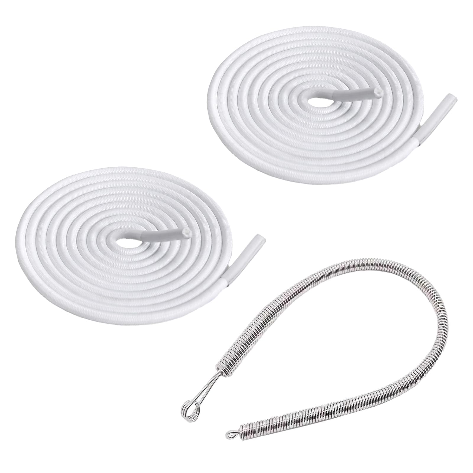 Drawstring Cord for Jogging Bottoms & Hoodies,2 PCS 160cm Flexible Brass-Tipped Adjustable Trouser Band with Pull-Through Needle,Gym Waistband Replacement for Trousers/Sweatshirts/Handbags White