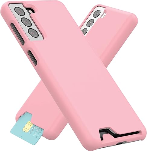 Miniatura 1 de JUST4YOU Carcasa rígida delgada para Samsung Galaxy S21 Plus con tarjetero (rosa mate) CS_HD_CD_GS21P_PK