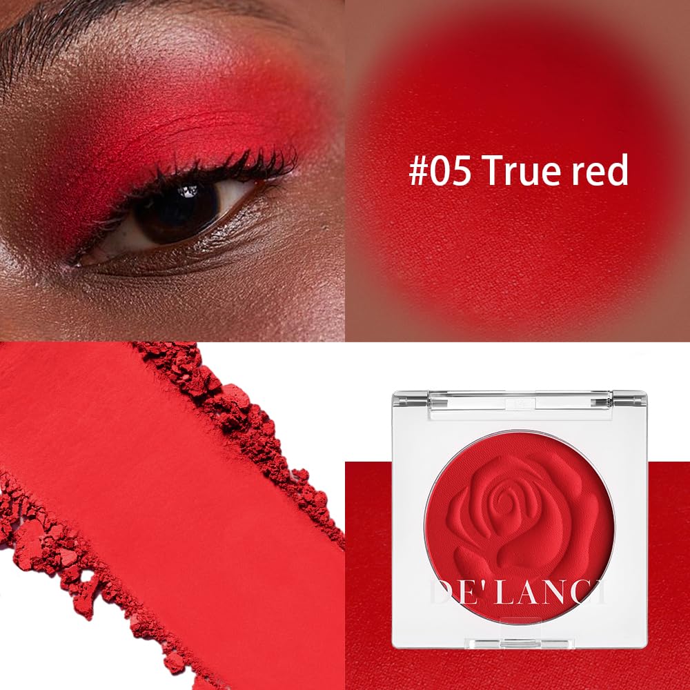 Sombra de ojos roja mate única, paleta de sombras de ojos roja verdadera altamente pigmentada, maquillaje de ojos rojos de larga duración, sombra de ojos gótica roja, pintura roja para la 2
