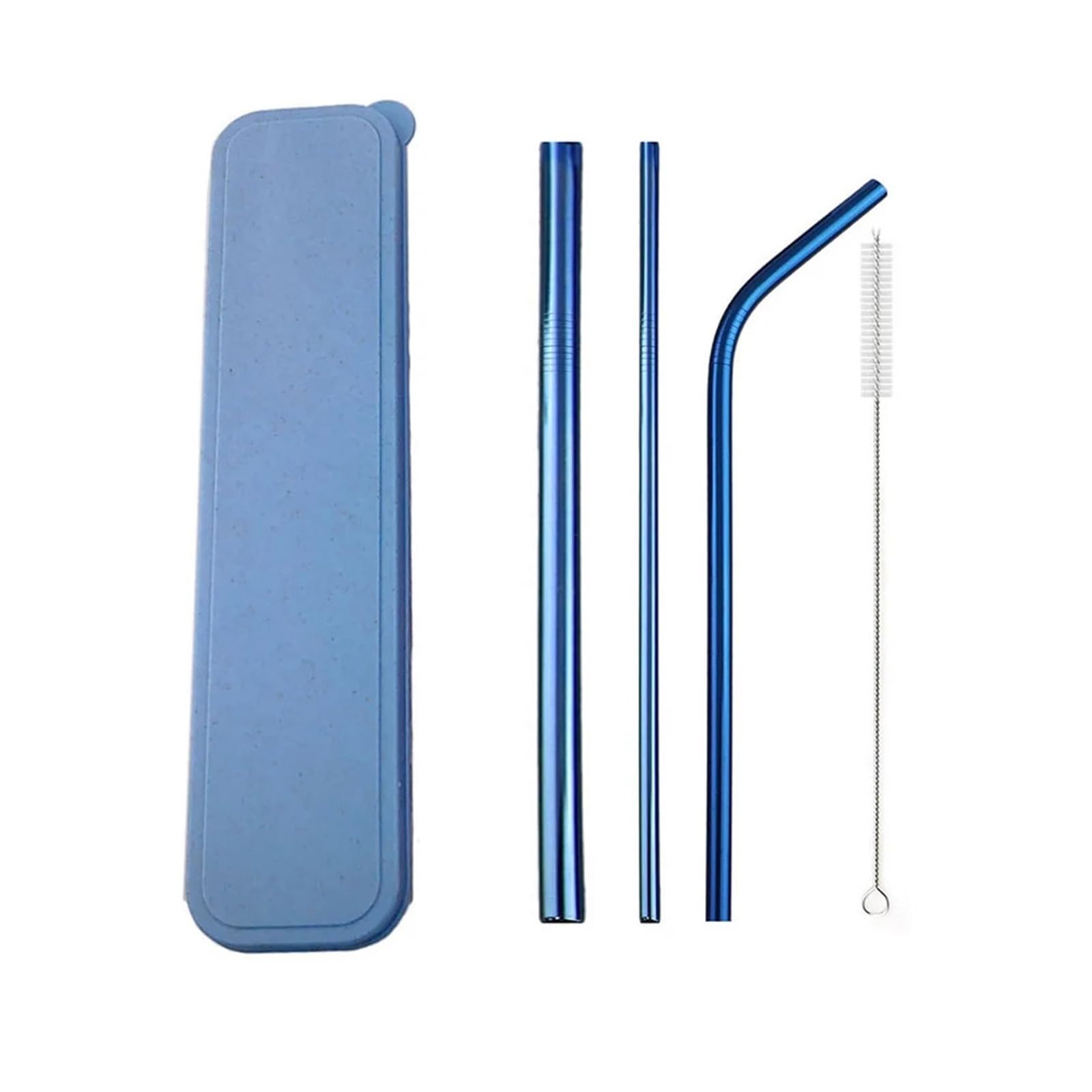 Strohhalme 5er-Set bunte Trinkhalme aus Edelstahl 304, wiederverwendbar, 12 mm, gebogen, for Milchshakes, inklusive Reinigungsbürste für Smoothie(Silver)