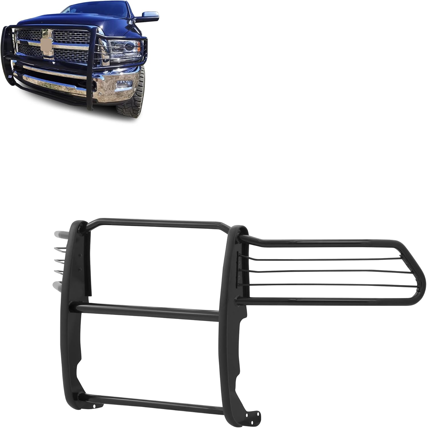 Black Horse Grille brush Bumper Guard Modular Black Compatible with 2010-2018 Ram 2500|2011-2018 Ram 3500-17DR01MA