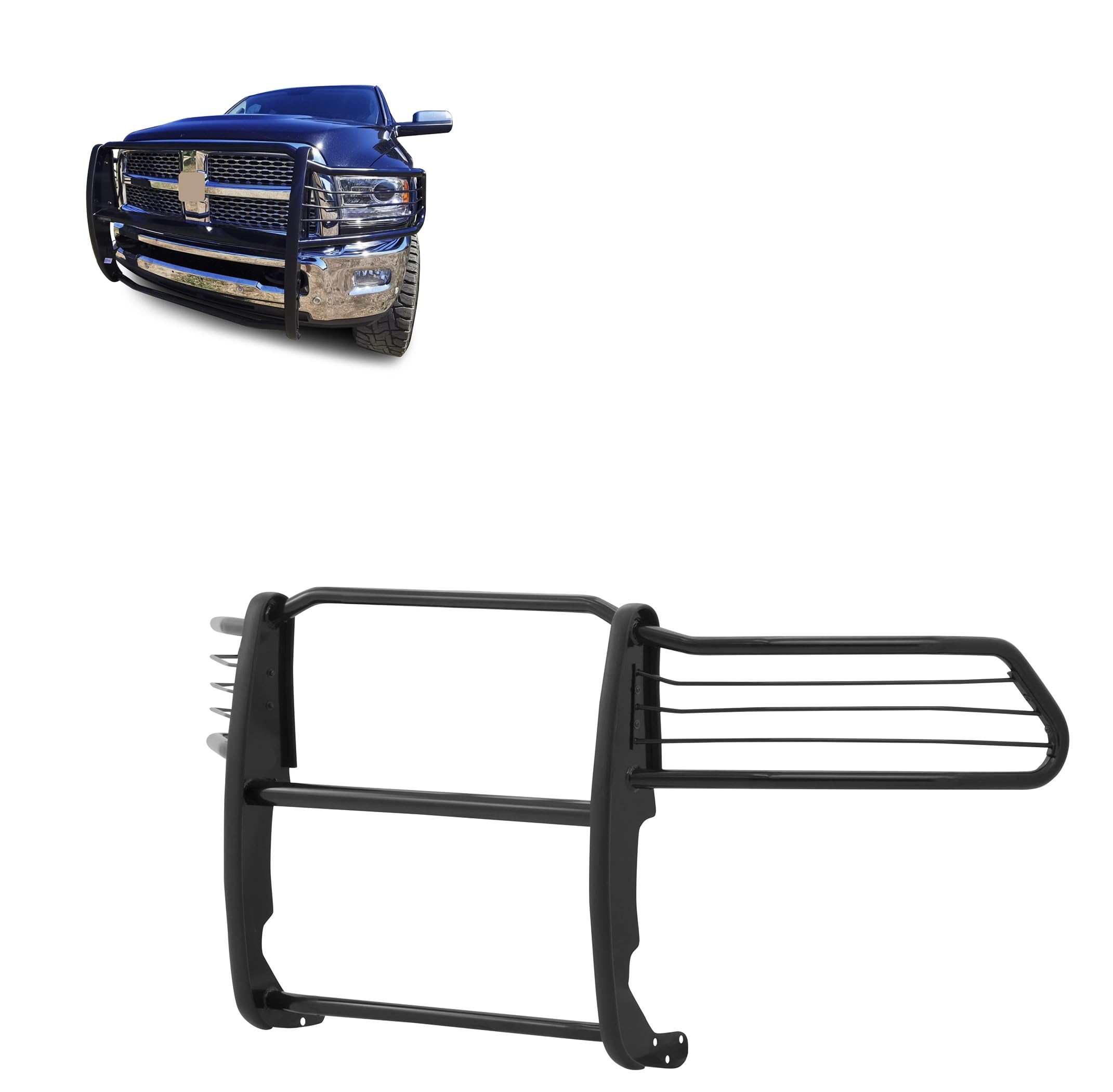 Black Horse Grille brush Bumper Guard Modular Black Compatible with 2010-2018 Ram 2500|2011-2018 Ram 3500-17DR01MA