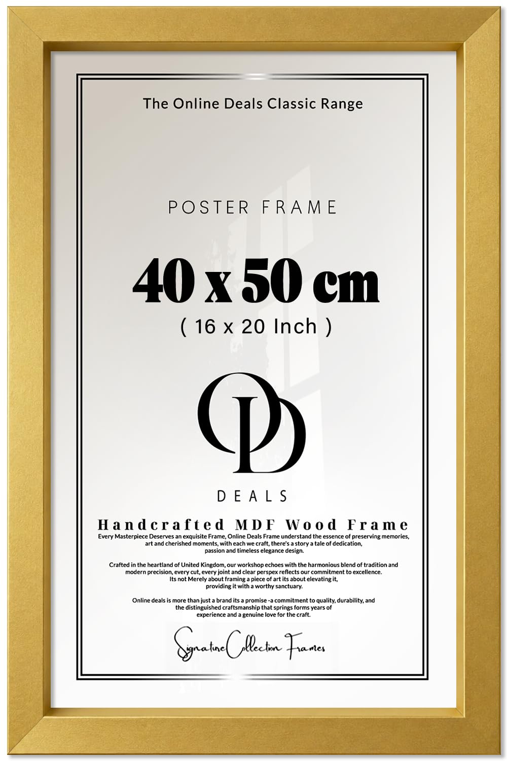 OD Deals — Sleek (40 X 50 Cm) Poster Frame | Ideal For Displaying Paintings And Photos In Vertical Or Horizontal Orientation — Enhances Any Living Space With 16 X 20 Inch Gold Trim