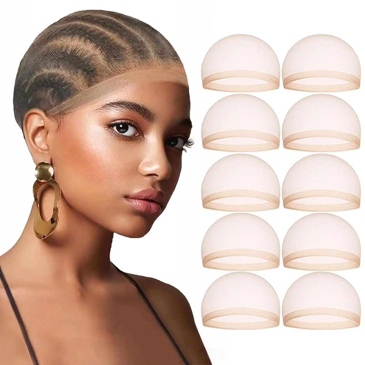 mscoco 10 Pieces Wig Caps for Women HD Wig Cap for Lace Front Wig Bald Cap for Wigs Stocking Caps for Wigs