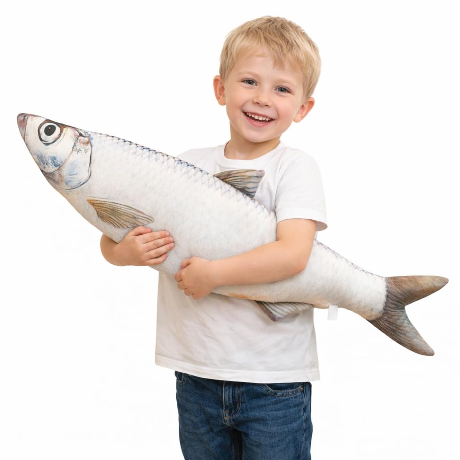 JORCEDI Fish Stuffed Animal, Fish Plush Toys,Simulations-Fisch Plush Pillow Plush Throw Pillow,Decorative Room-Ornament, Gift for Girls, Boys, Playing & Cuddling (60cm,Black bass)