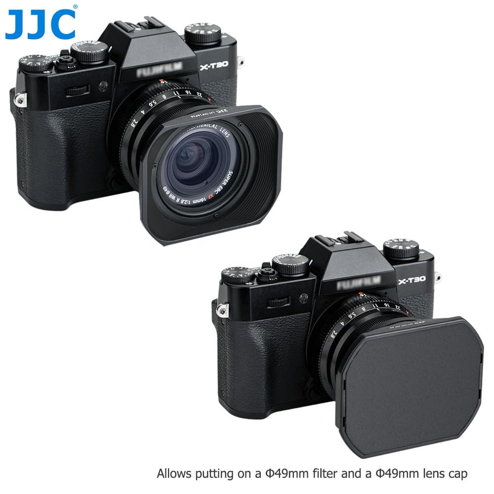 JJC Bagnetowa Osłona Przeciwsłoneczna LH-JXF16F28 Do Obiektywu Fujinon XF 16 mm F2.8, Kompatybilna z FUJIFILM XF f/2.8 R WR z Suwakiem