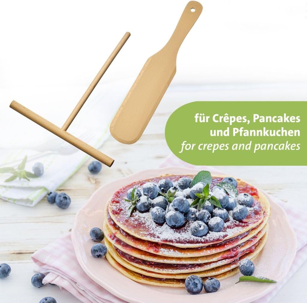 Westmark Woody Crepe Spatula and Dough Spreader - Practical Set for Effortlessly Making Delicious Crepes and Thin Pancakes - Wood, 2-Piece