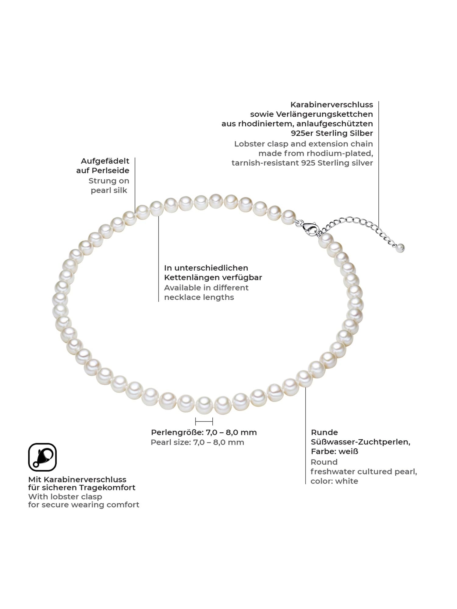 Valero Pearls Collana di perle da Donna in Argento Sterling