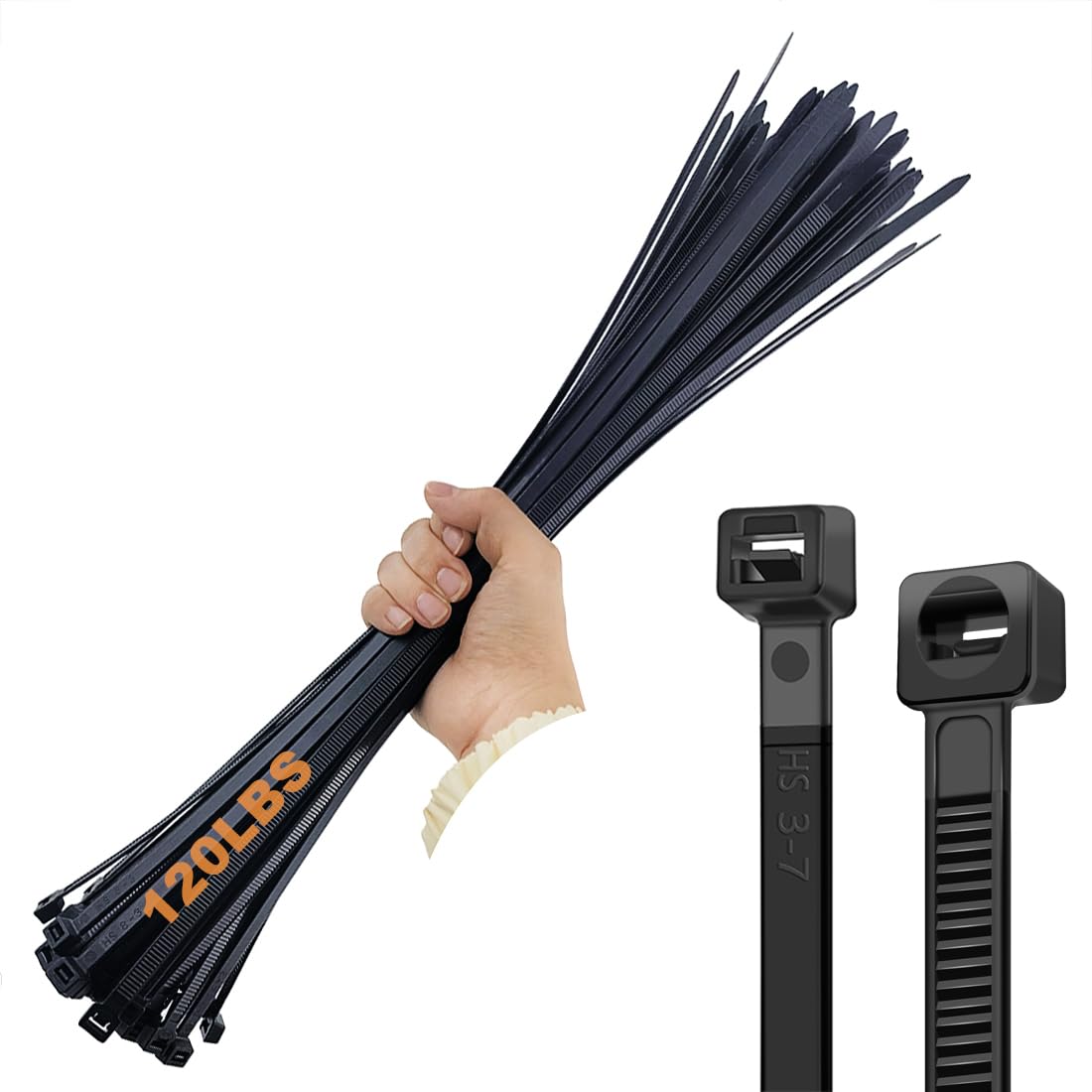 Amazon.com: HS 18 Inch Zip Ties Black Heavy Duty 120 Pounds Wide