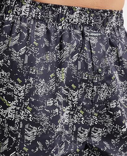Image of Jockey NY07 Men's Super Combed Cotton Satin Weave Printed Boxer Shorts with Side Pocket