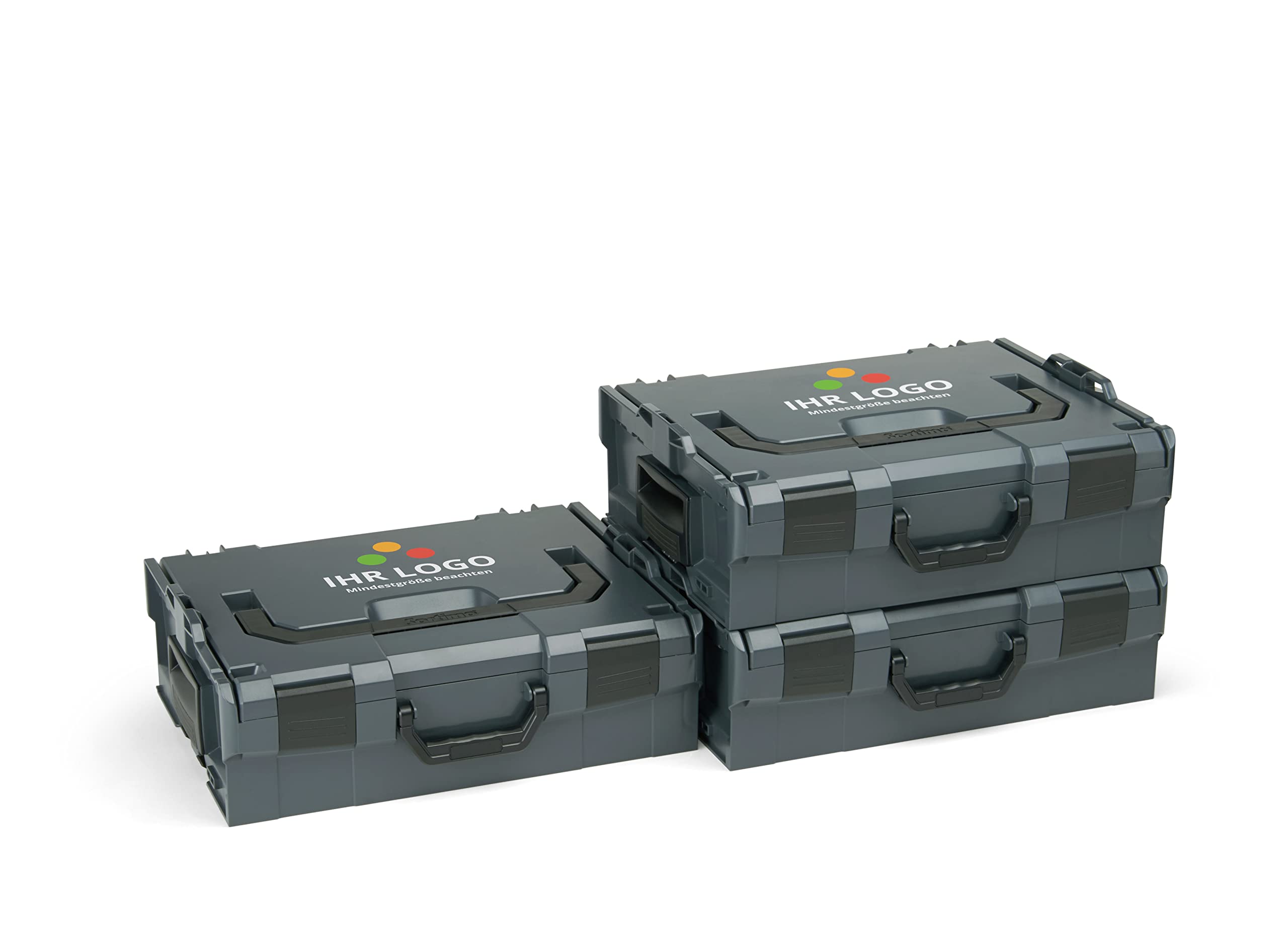 Bosch Sortimo L BOXX 136 Juego de 3 unidades, tamaño 2, antracita, ajustable individualmente con su logotipo, maletín de herramientas de plástico, maletín de herramientas profesional vacío